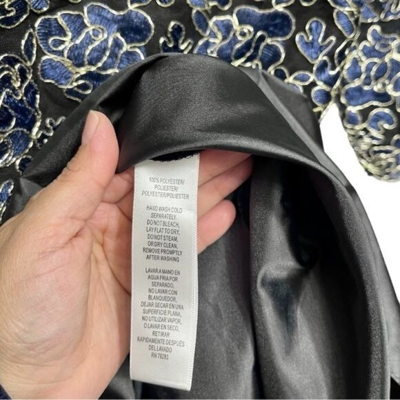 ALEX EVENINGS Faux Two-Piece Cocktel Midi Dress in Black Blue Size 8 - Picture 7 of 11